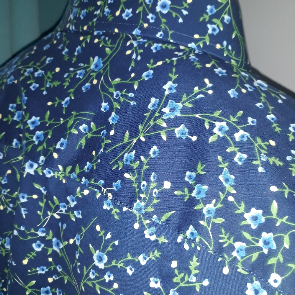 Kolte mens blue floral cotton shirt. NWT. XL. 17.5 neck - Picture 2 of 7